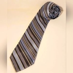 Michael Kors Silver/Blue/White Striped Silk Tie